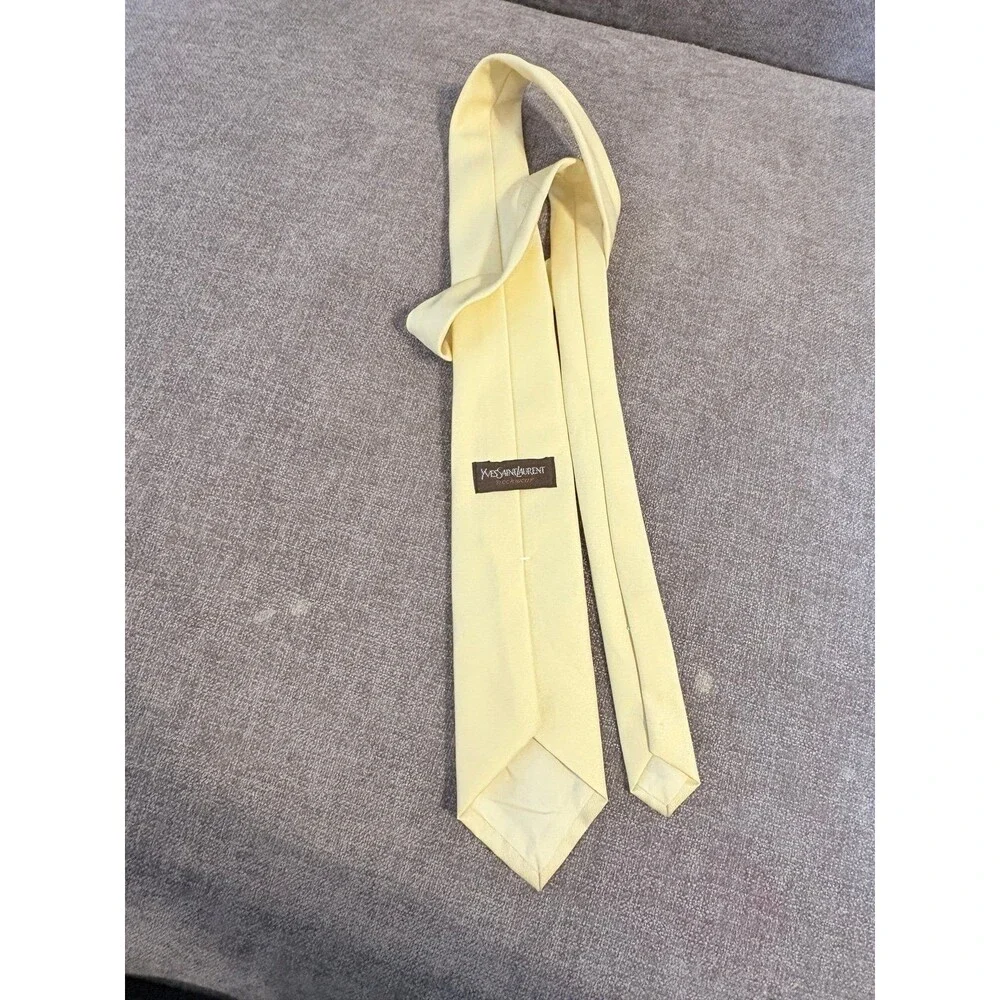 Yves Saint Laurent Neckwear Vintage Solid Butter Yellow color Satin